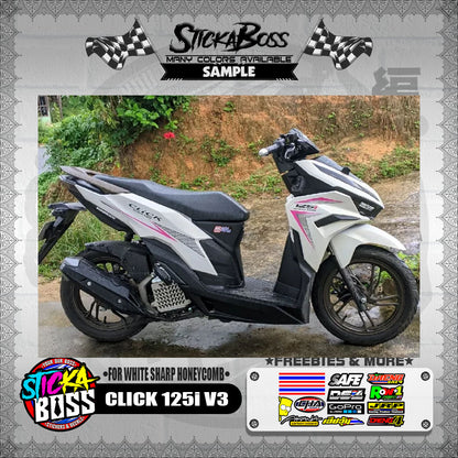 CLICK 125i V3 DECALS ( FOR WHITE SHARP HONEYCOMB )【WITH FREEBIES】