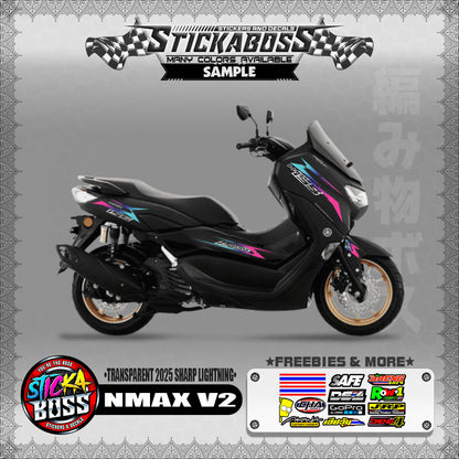 【PREMIUM UV PRINT】TRANSPARENT NMAX V2 INDO STICKER DECALS ( 2025 SHARP LIGHTNING )【WITH FREEBIES】