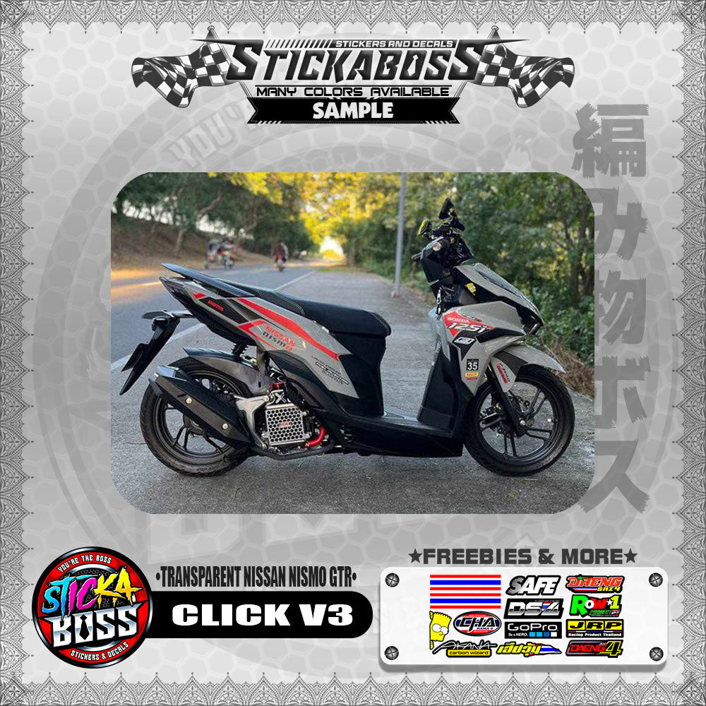 【PREMIUM UV PRINT】TRANSPARENT CLICK V3 STICKER DECALS ( NISSAN NISMO GTR )【WITH FREEBIES】