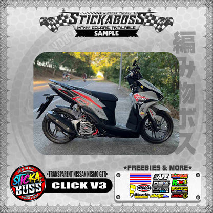 【PREMIUM UV PRINT】TRANSPARENT CLICK V3 STICKER DECALS ( NISSAN NISMO GTR )【WITH FREEBIES】