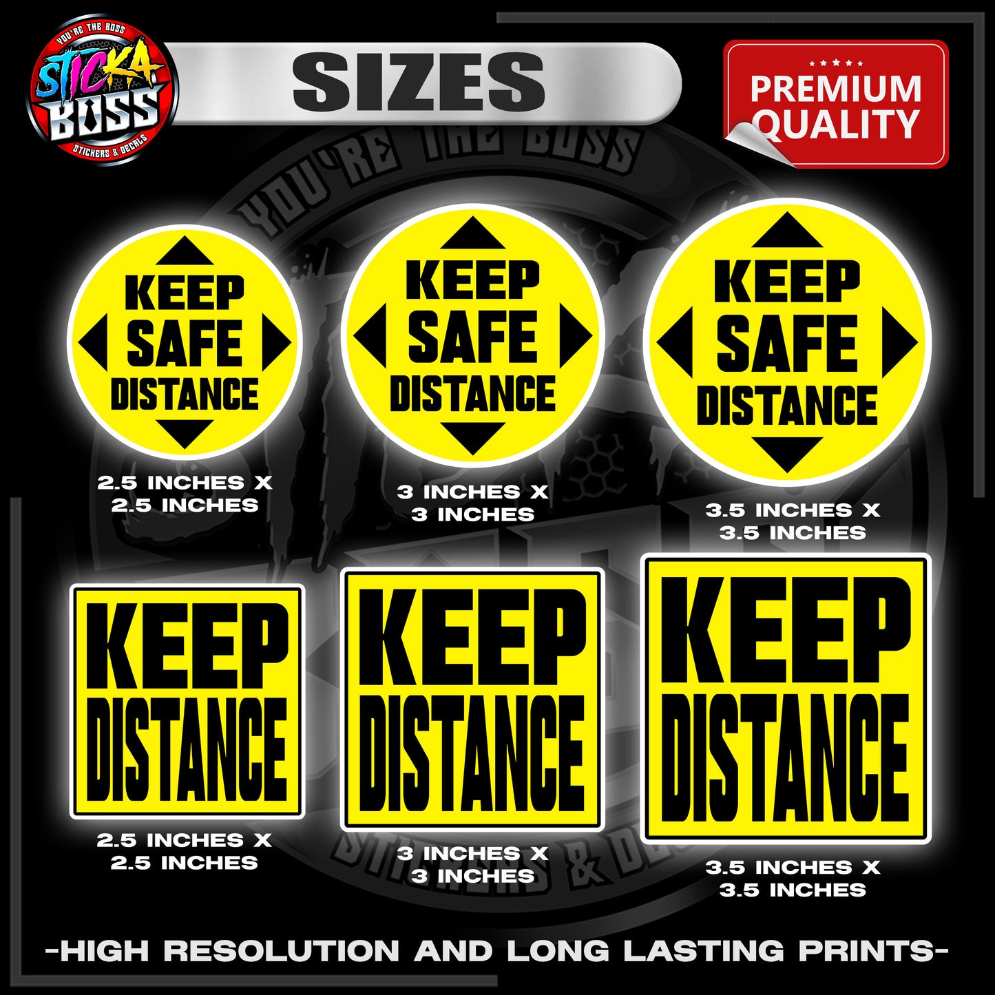 KEEP SAFE DISTANCE / KEEP DISTANCE | 3M REFLECTIVE STICKER 【PREMIUM QUALITY】