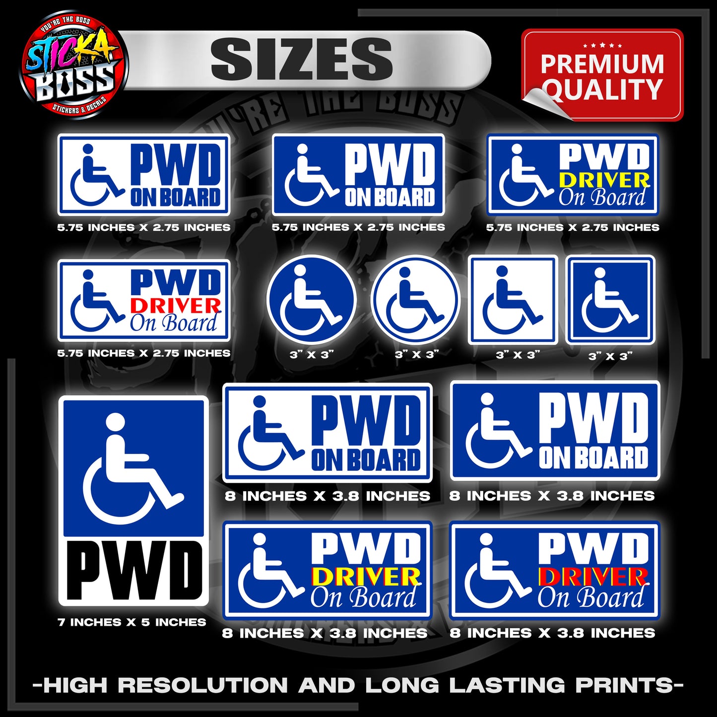 PWD / PERSON WITH DISABILITY 3M REFLECTIVE STICKER | PREMIUM LAMINATED【PREMIUM QUALITY】