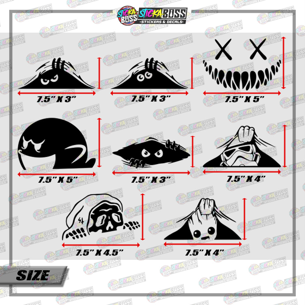 CUTE PEEKING MONSTER ( VINYL CUT-OUT STICKER DECALS )【Stickaboss】