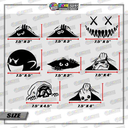 CUTE PEEKING MONSTER ( VINYL CUT-OUT STICKER DECALS )【Stickaboss】