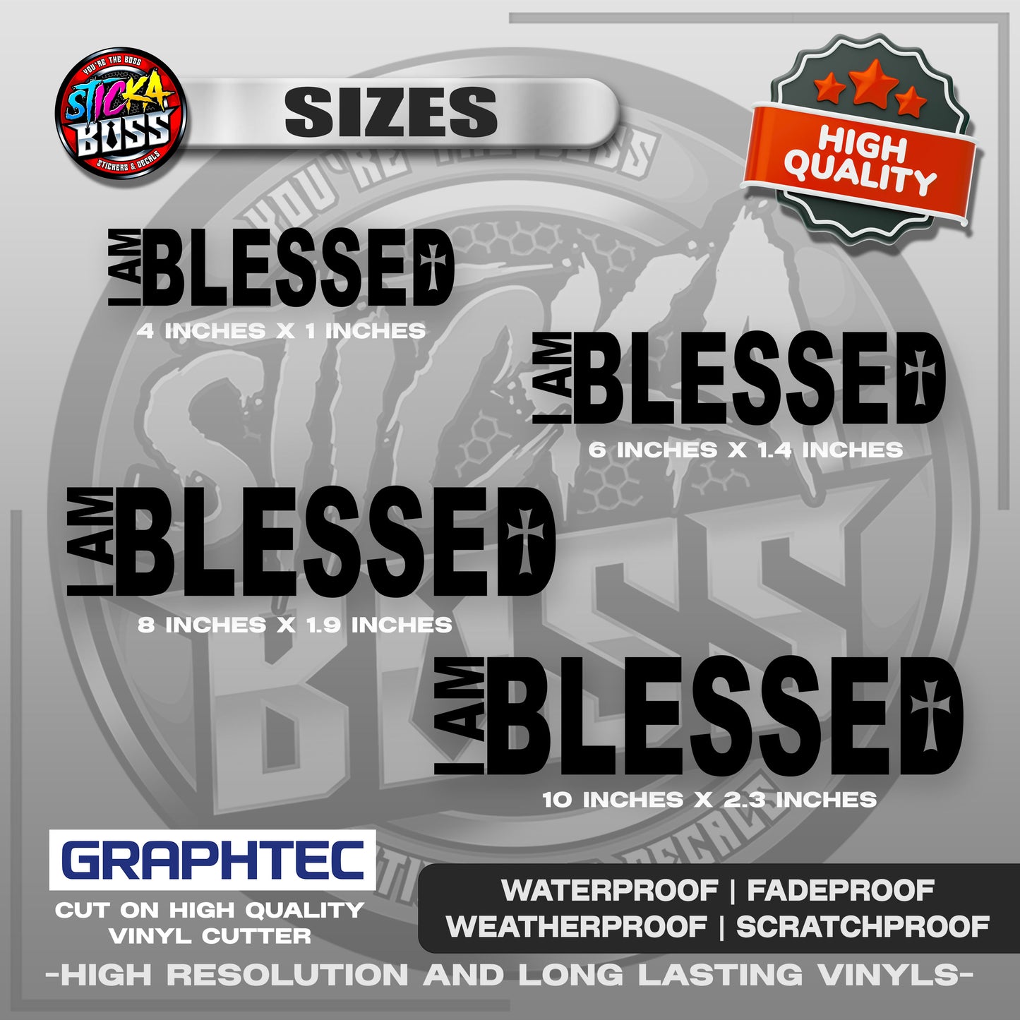 I AM BLESSED | VINYL WATERPROOF CUT-OUT STICKER DECALS【Stickaboss】