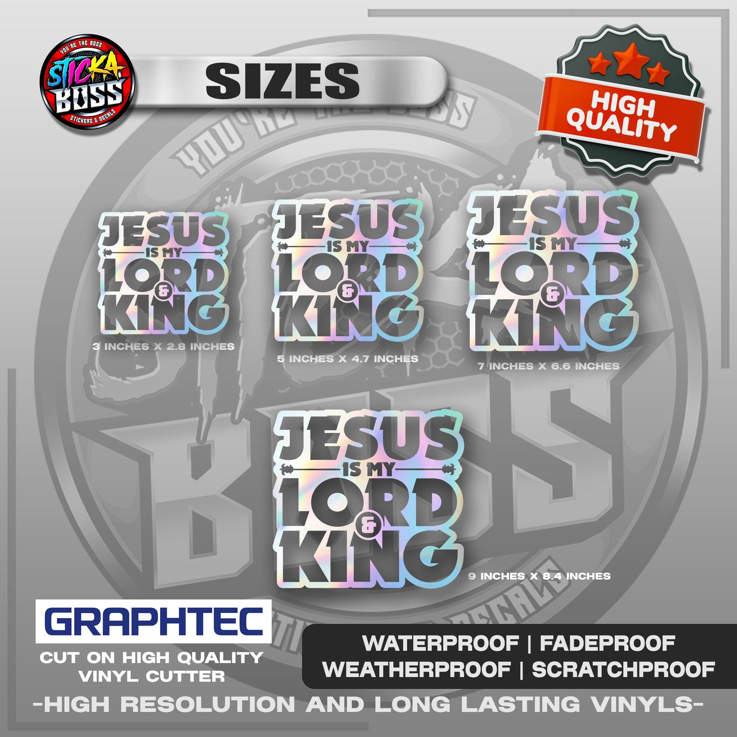 JESUS IS MY LORD AND KING | VINYL WATERPROOF CUT-OUT STICKER DECALS【Stickaboss】