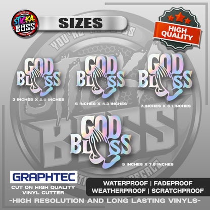GOD BLESS | VINYL WATERPROOF CUT-OUT STICKER DECALS【Stickaboss】