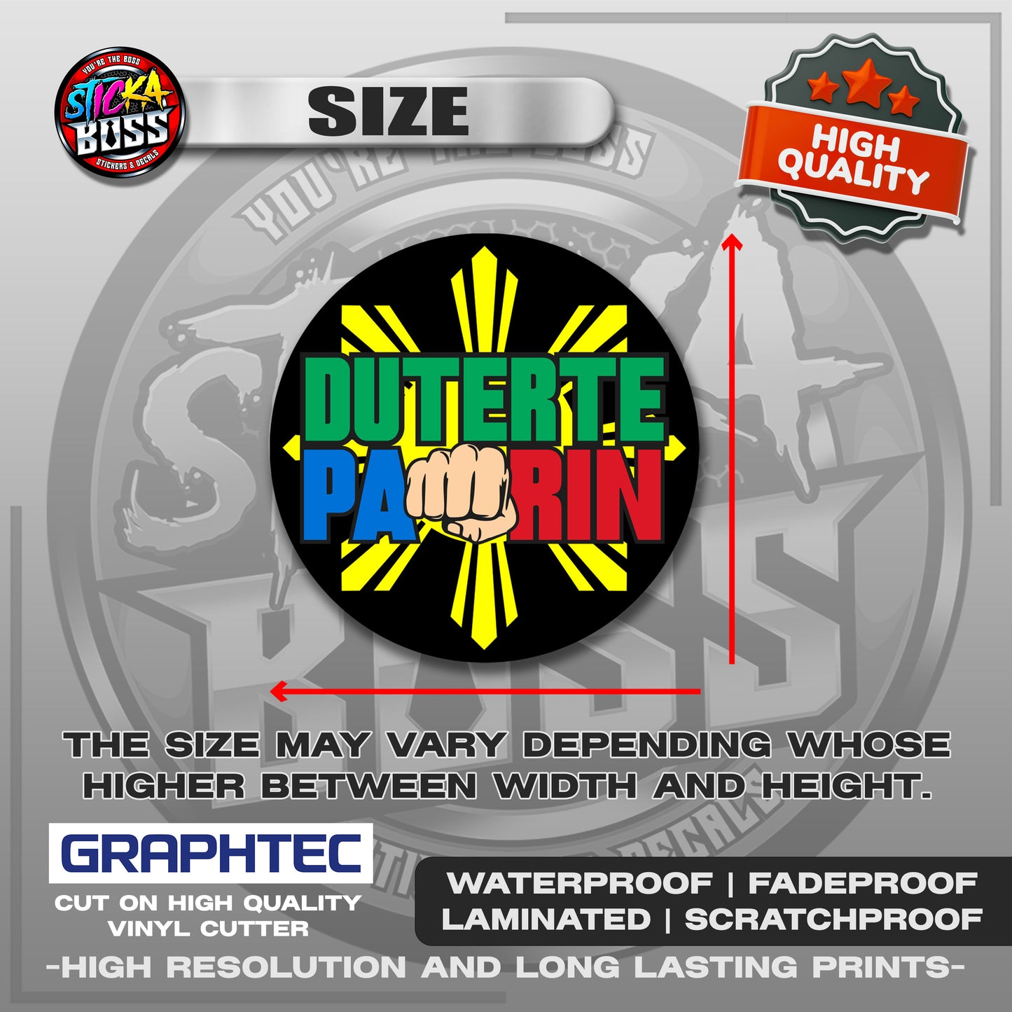 DUTERTE STICKERS | VINYL WATERPROOF STICKER | PREMIUM LAMINATED【PRINTED】
