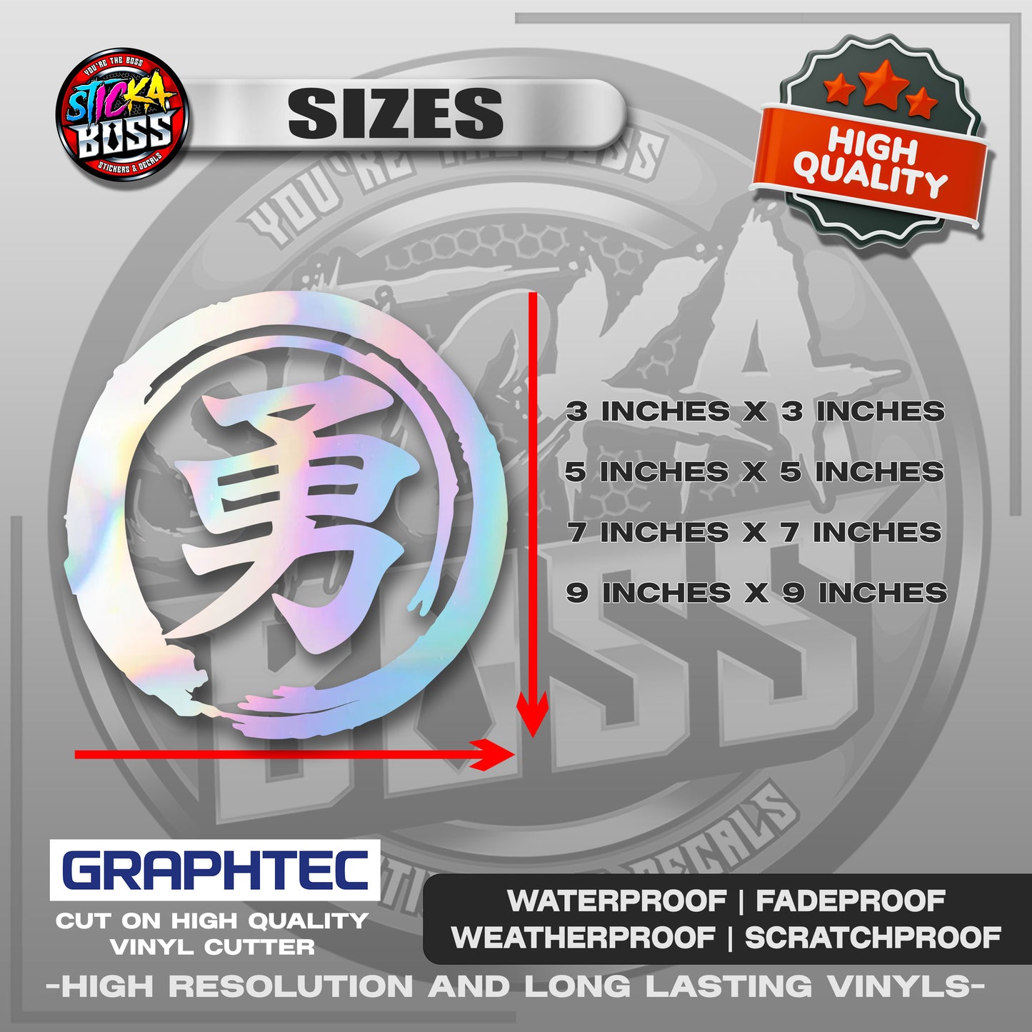 BRAVE COURAGE - JAPANESE KANJI SYMBOL | VINYL WATERPROOF CUT-OUT STICKER DECALS【Stickaboss】