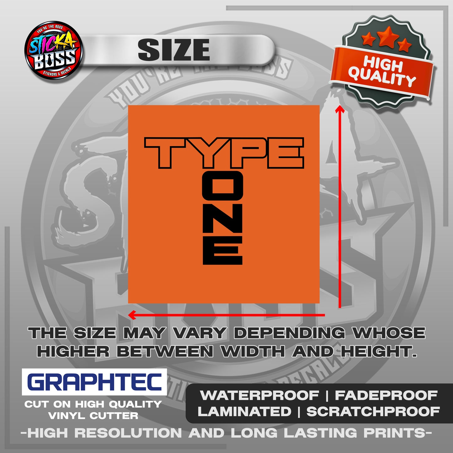 TYPE ONE STICKER | VINYL WATERPROOF STICKER | PREMIUM LAMINATED【PRINTED】