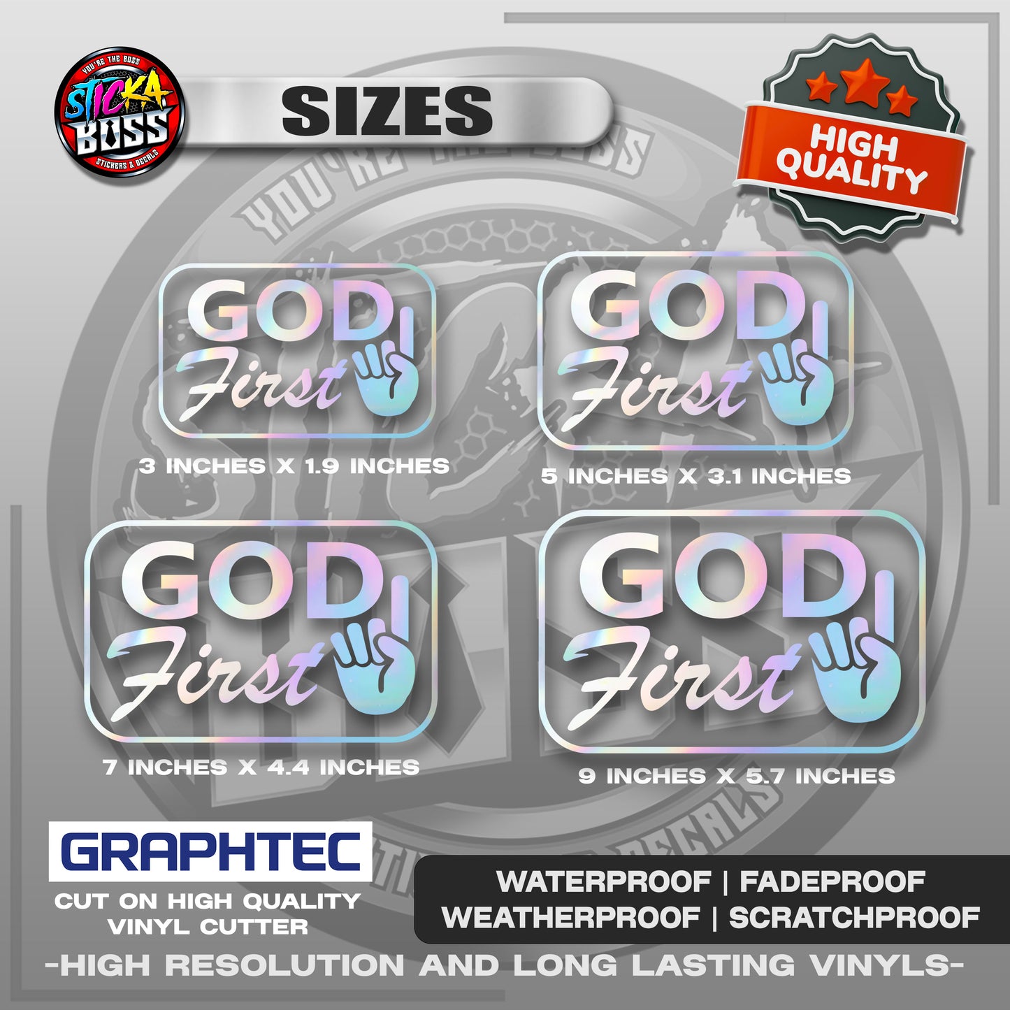 GOD FIRST | VINYL WATERPROOF CUT-OUT STICKER DECALS【Stickaboss】