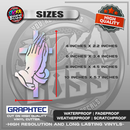 PRAYING HAND WITH CROSS | VINYL WATERPROOF CUT-OUT STICKER DECALS【Stickaboss】