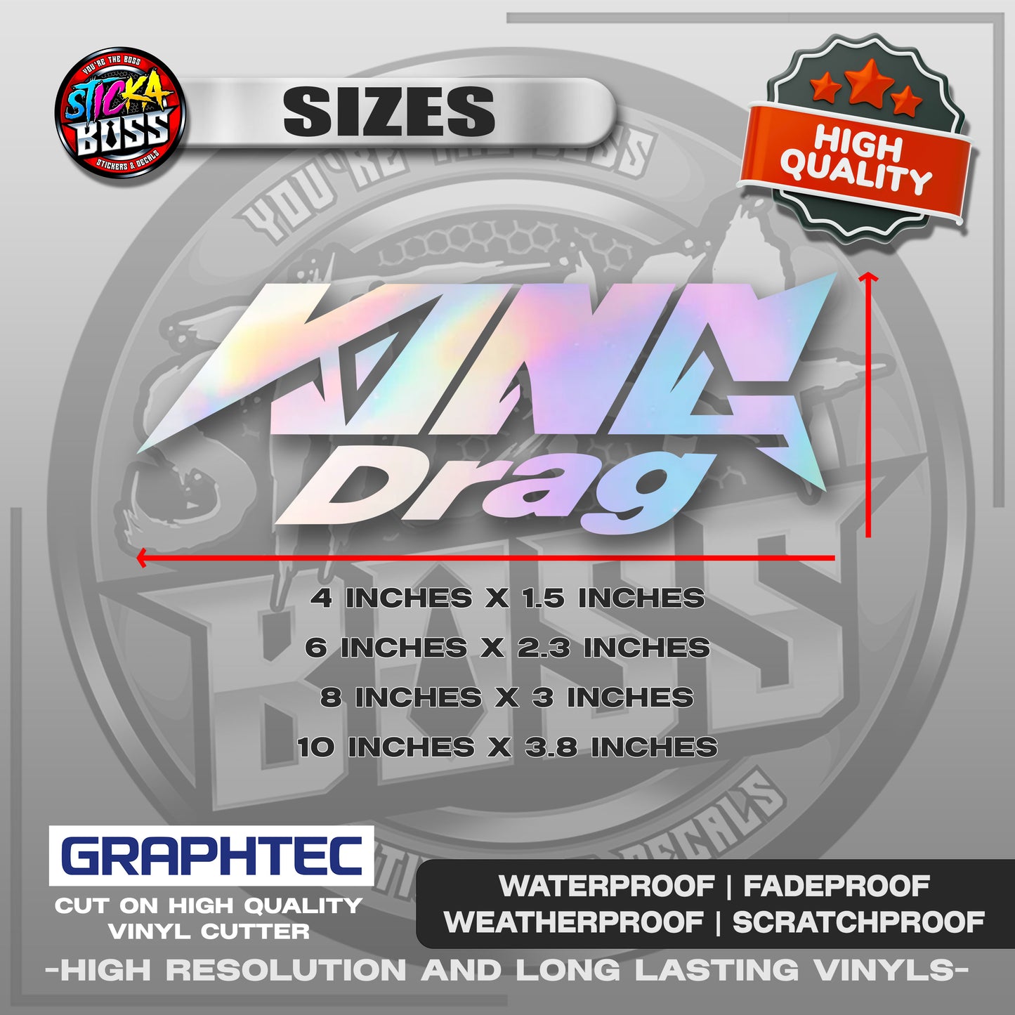 KING DRAG | VINYL WATERPROOF CUT-OUT STICKER DECALS【Stickaboss】