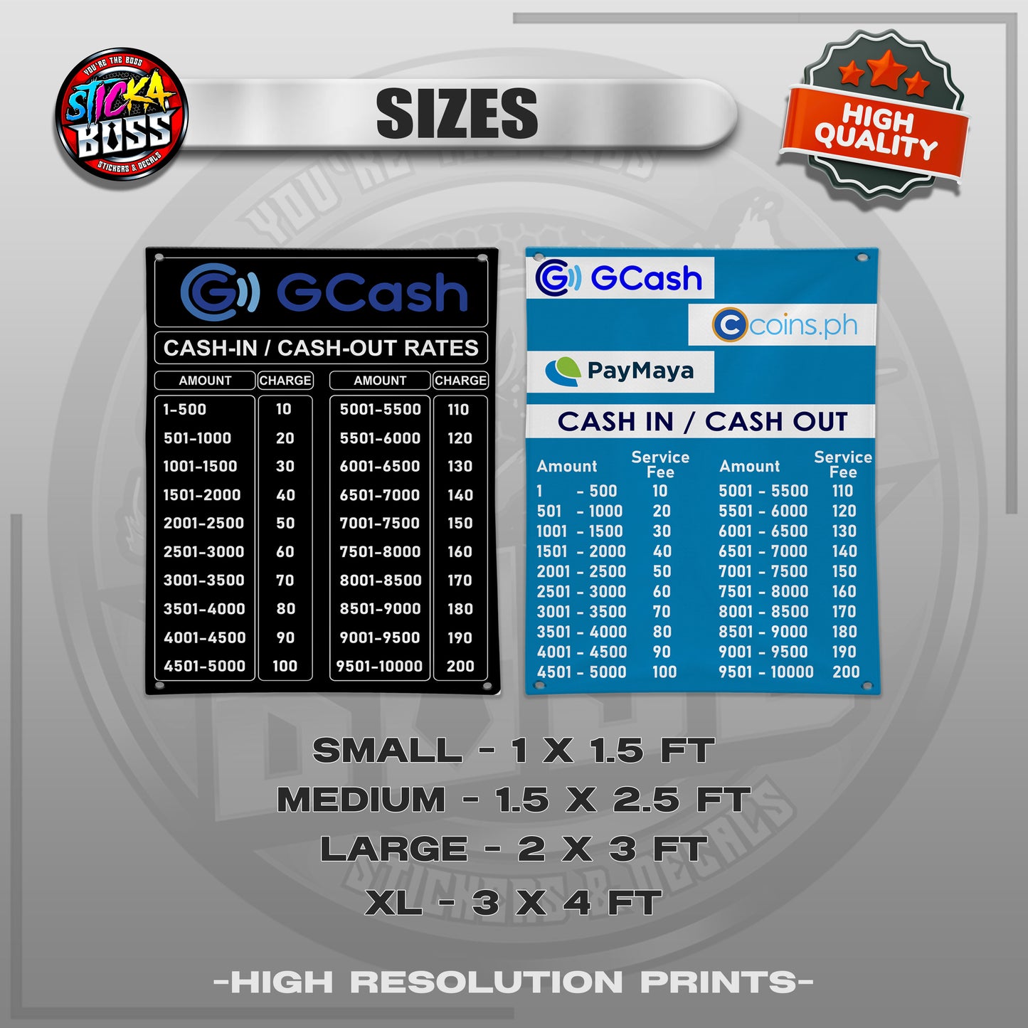 TARPAULIN CASH IN - CASH OUT RATES |  TARPAULIN HIGH RESOLUTION PRINT【STICKABOSS】