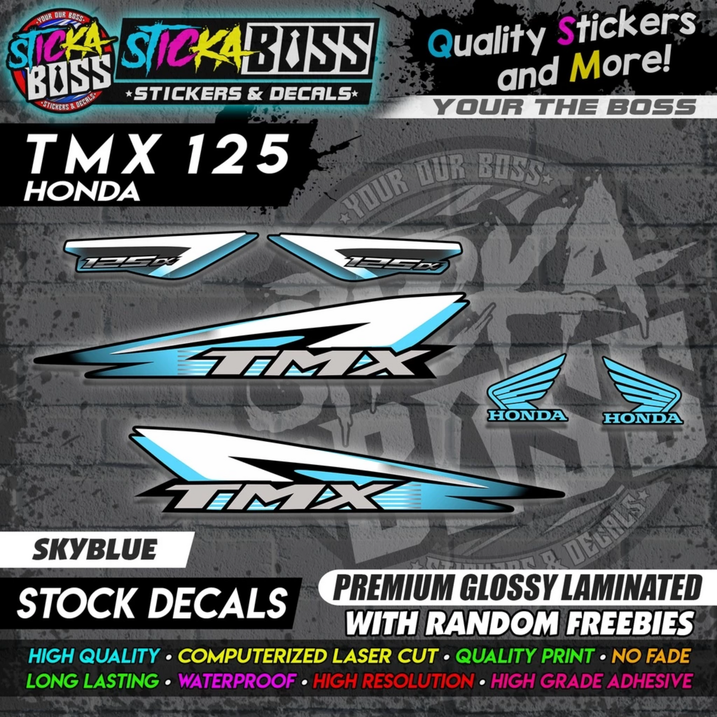 Honda TMX 125 Alpha (Stock Decals)【PREMIUM GLOSSY LAMINATED】