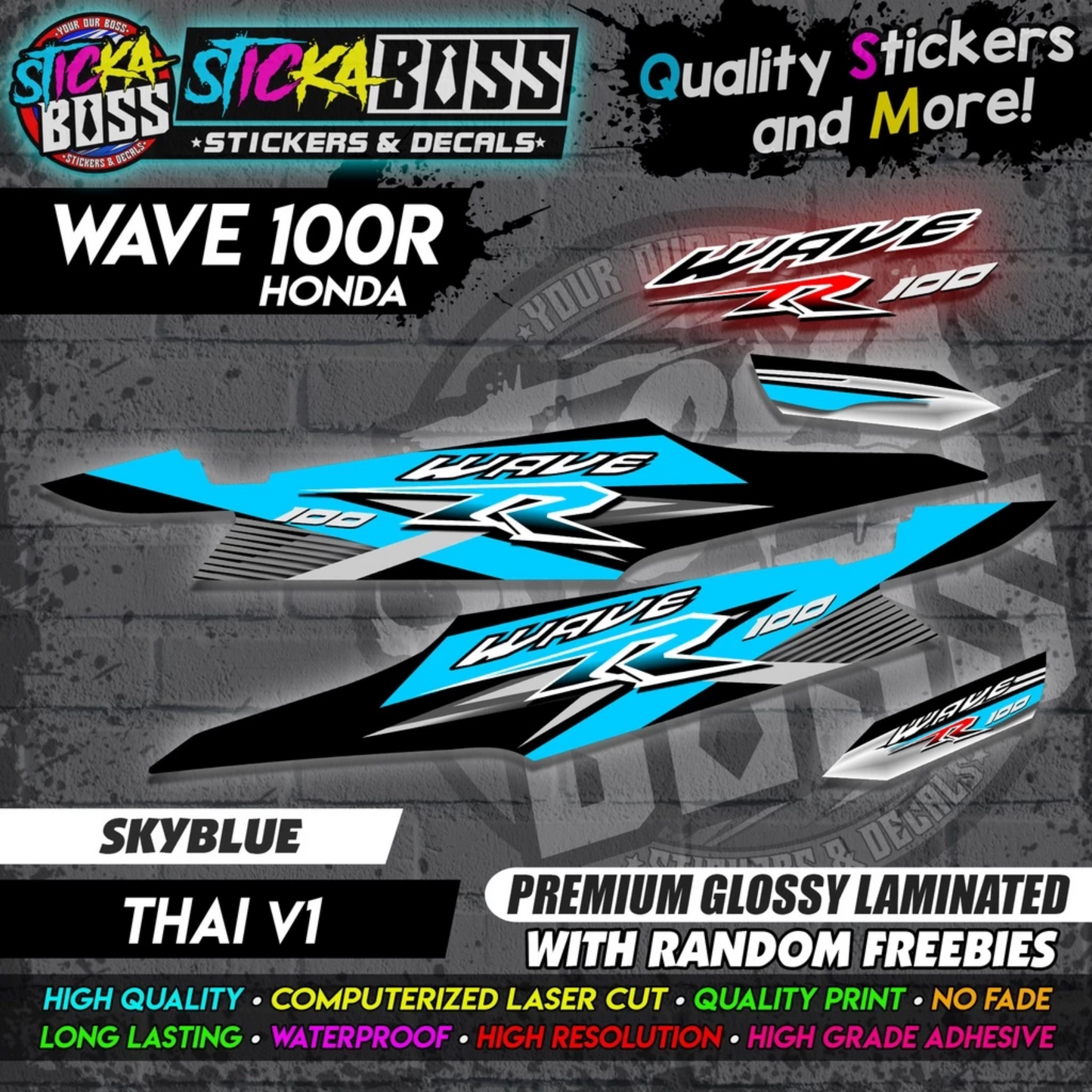 HONDA WAVE 100 R (THAI V1) [STOCK DECALS]【PREMIUM GLOSSY LAMINATED】