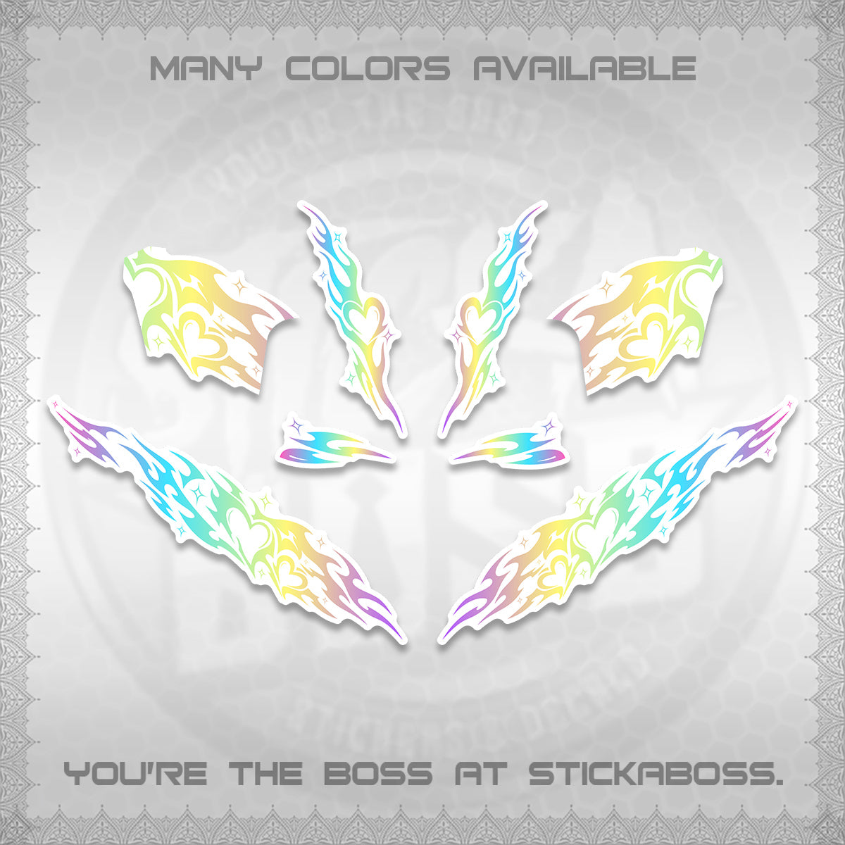 CLICK 125 V2 FOR WHITE DECALS (2026 STRIPING HEART DESIGN) STICKER KITS BY STICKABOSS