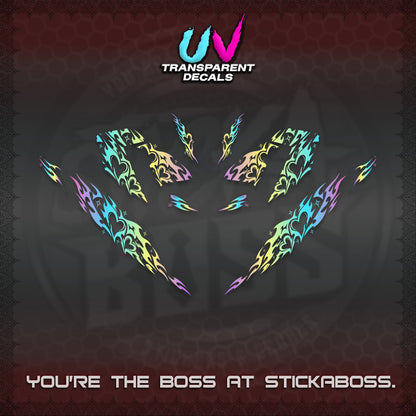 CLICK 125 V4 UV TRANSPARENT DECALS (2026 TRIBAL HEART DESIGN) STICKER KITS BY STICKABOSS