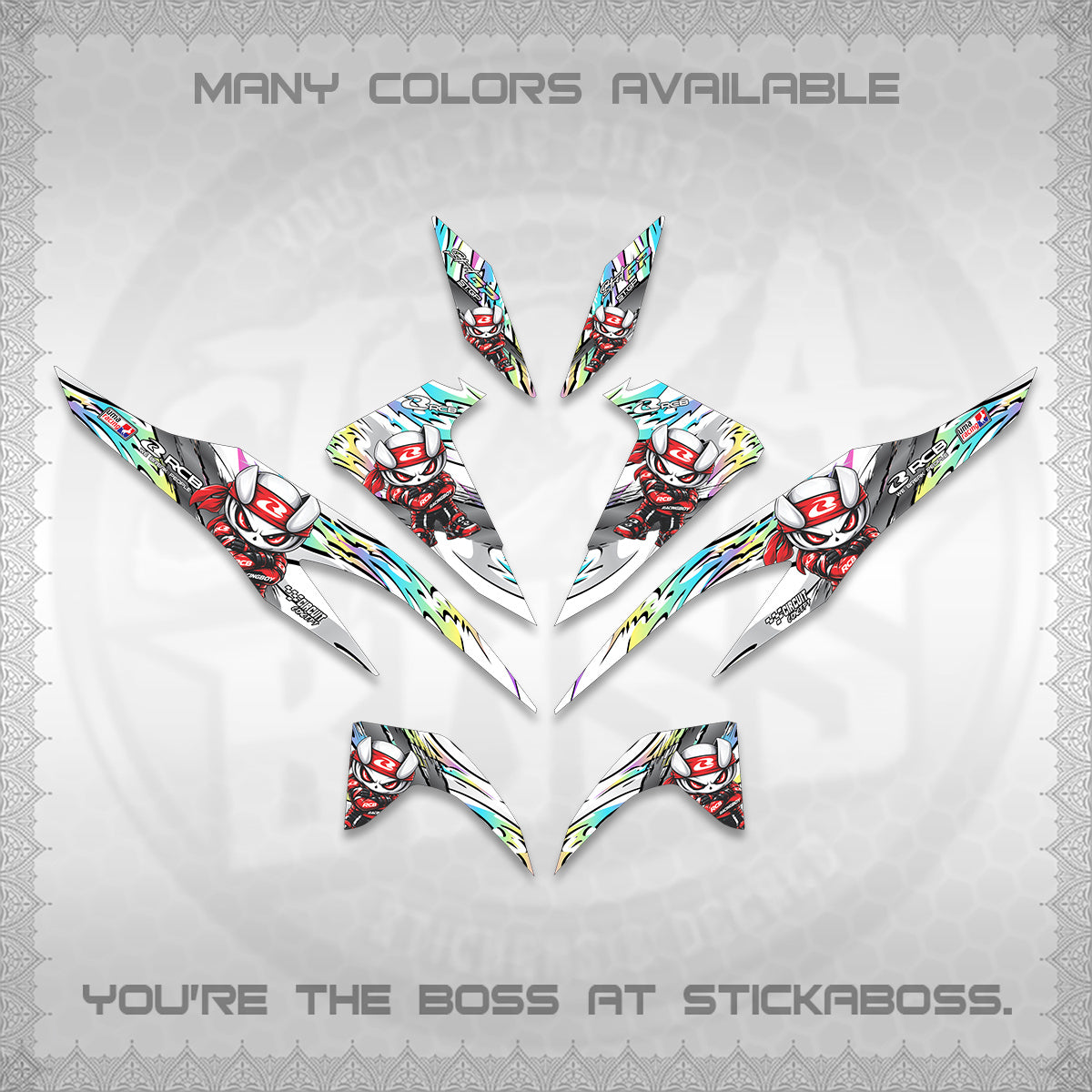 CLICK 125 V2 FOR WHITE DECALS (2026 NEW RCB 2.0 DESIGN) STICKER KITS BY STICKABOSS