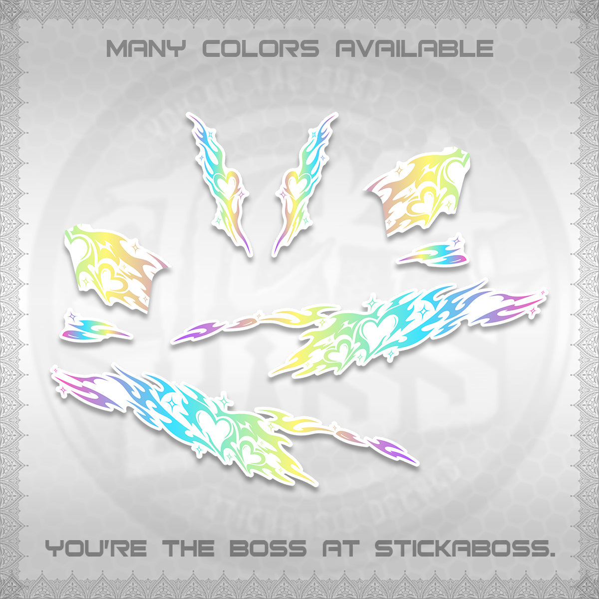 CLICK 125 V2 FOR WHITE DECALS (2026 TRIBAL HEART DESIGN) STICKER KITS BY STICKABOSS