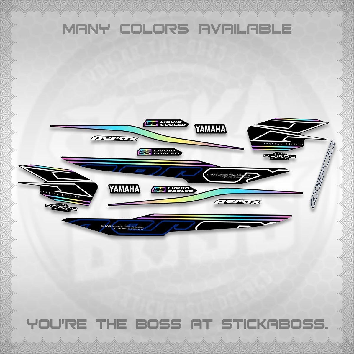 AEROX 155 V1 DECALS (2026 CYBER STYLE 01) STICKER KITS BY STICKABOSS