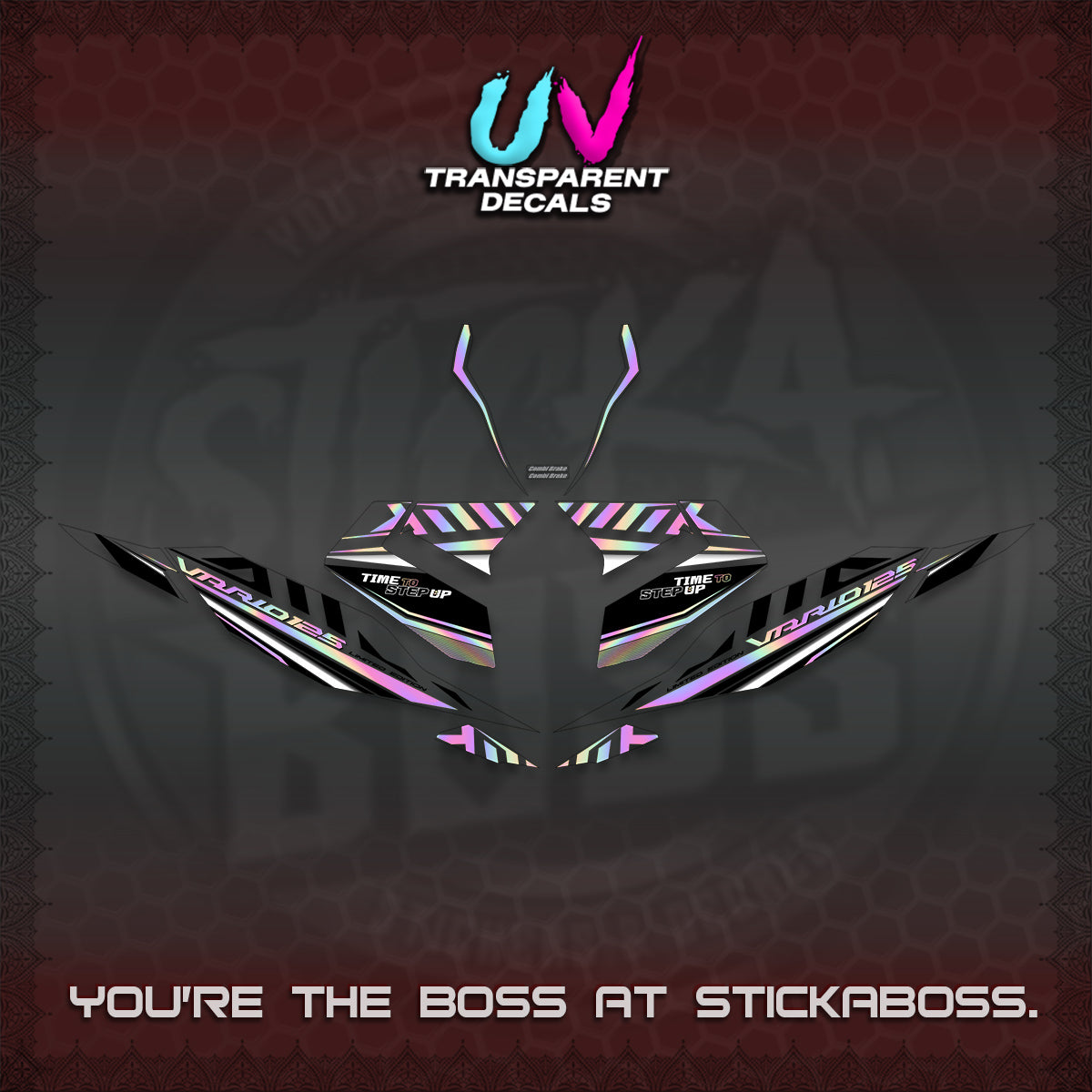 CLICK 125 V4 VARIO UV TRANSPARENT DECALS (2026 VR0007 DESIGN) STICKER KITS By STICKABOSS