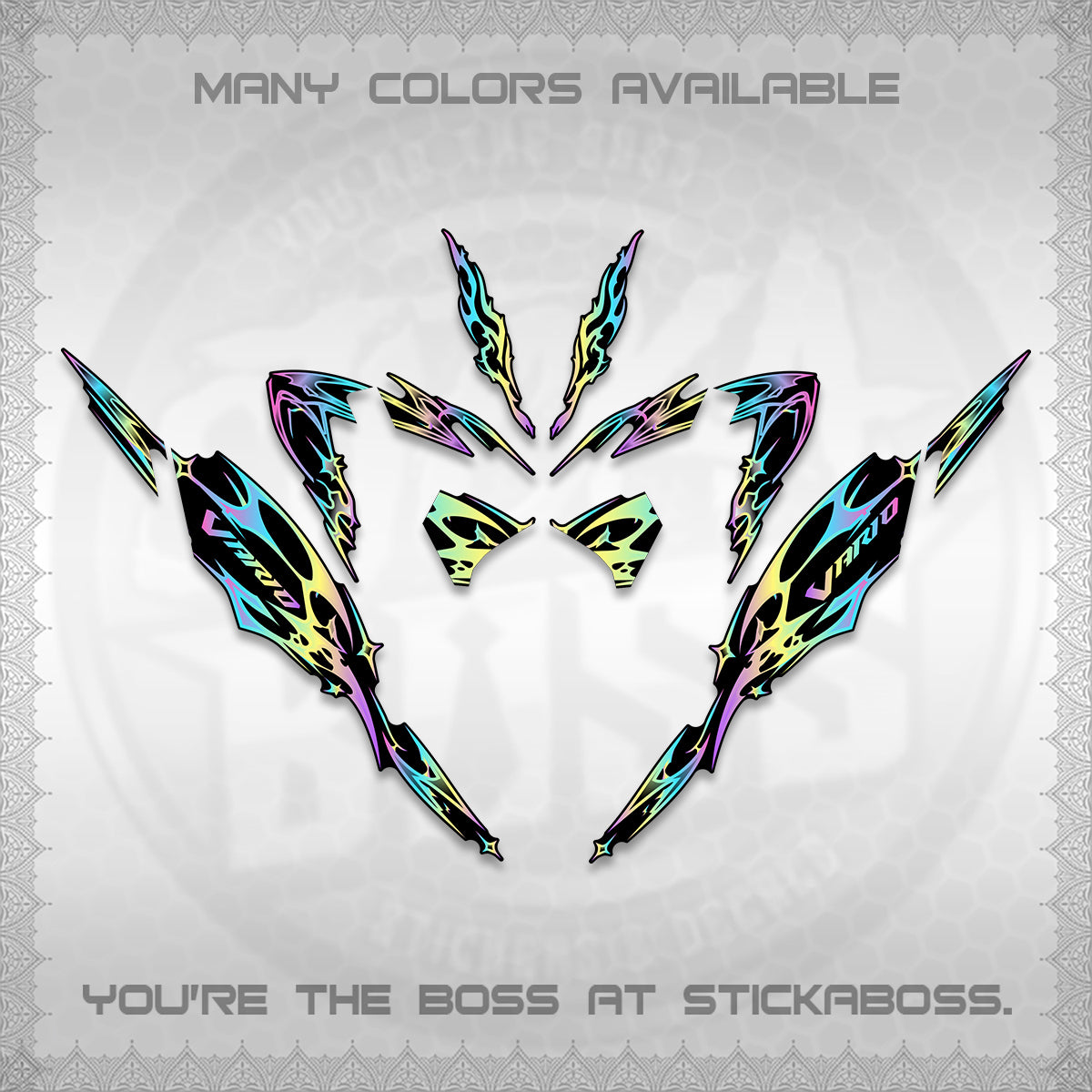 CLICK 125 V4 VARIO DECALS (2026 TRIBAL LIGHTNING DESIGN) STICKER KITS BY STICKABOSS