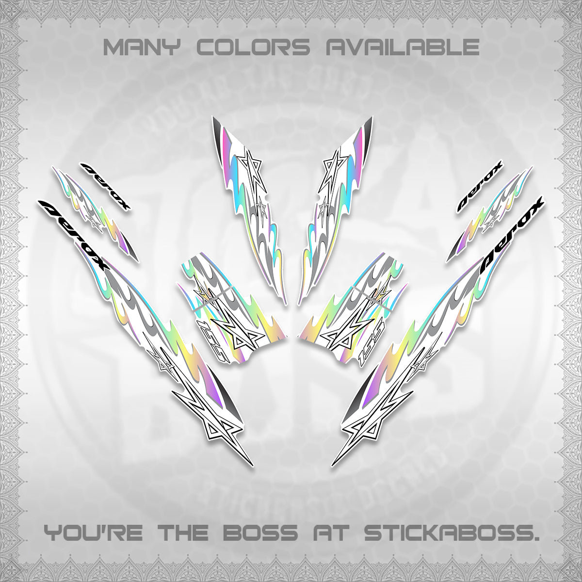 AEROX V2 INDO FOR WHITE DECALS (2026 STAR 0001 MOTIF) STICKER KITS By STICKABOSS