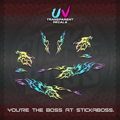 CLICK 125 V2 UV TRANSPARENT DECALS (2026 TRIBAL HEART DESIGN) STICKER KITS BY STICKABOSS