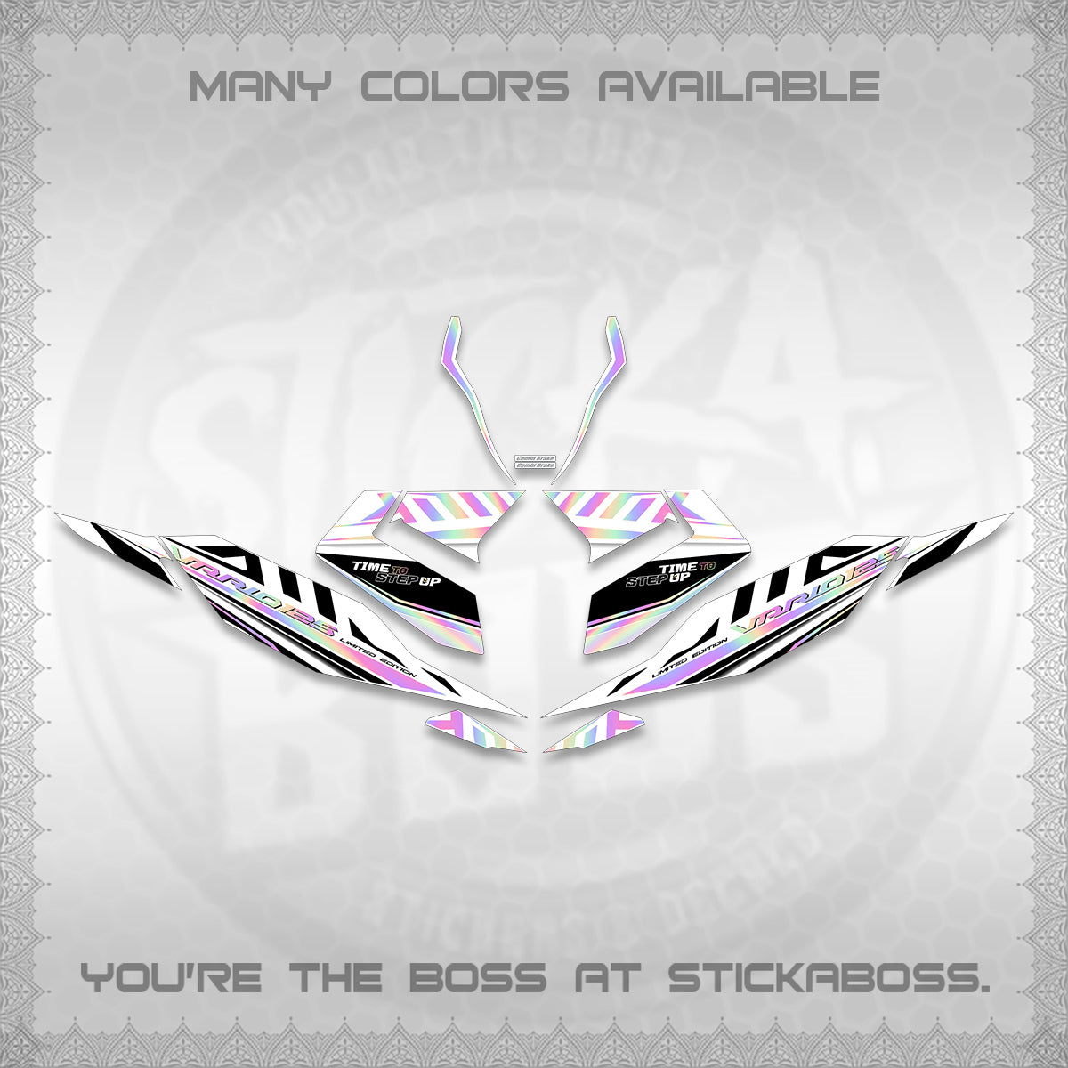 CLICK 125 V4 VARIO FOR WHITE DECALS (2026 VR0007 DESIGN) STICKER KITS By STICKABOSS