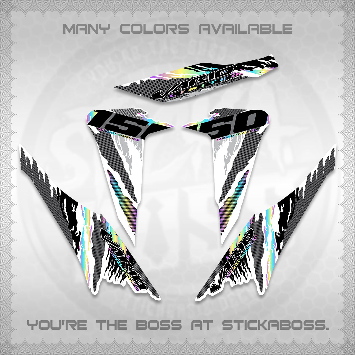 CLICK 150 V2 VARIO FOR WHITE DECALS (2022 SPECIAL SPLASH DESIGN) STICKER KITS BY STICKABOSS