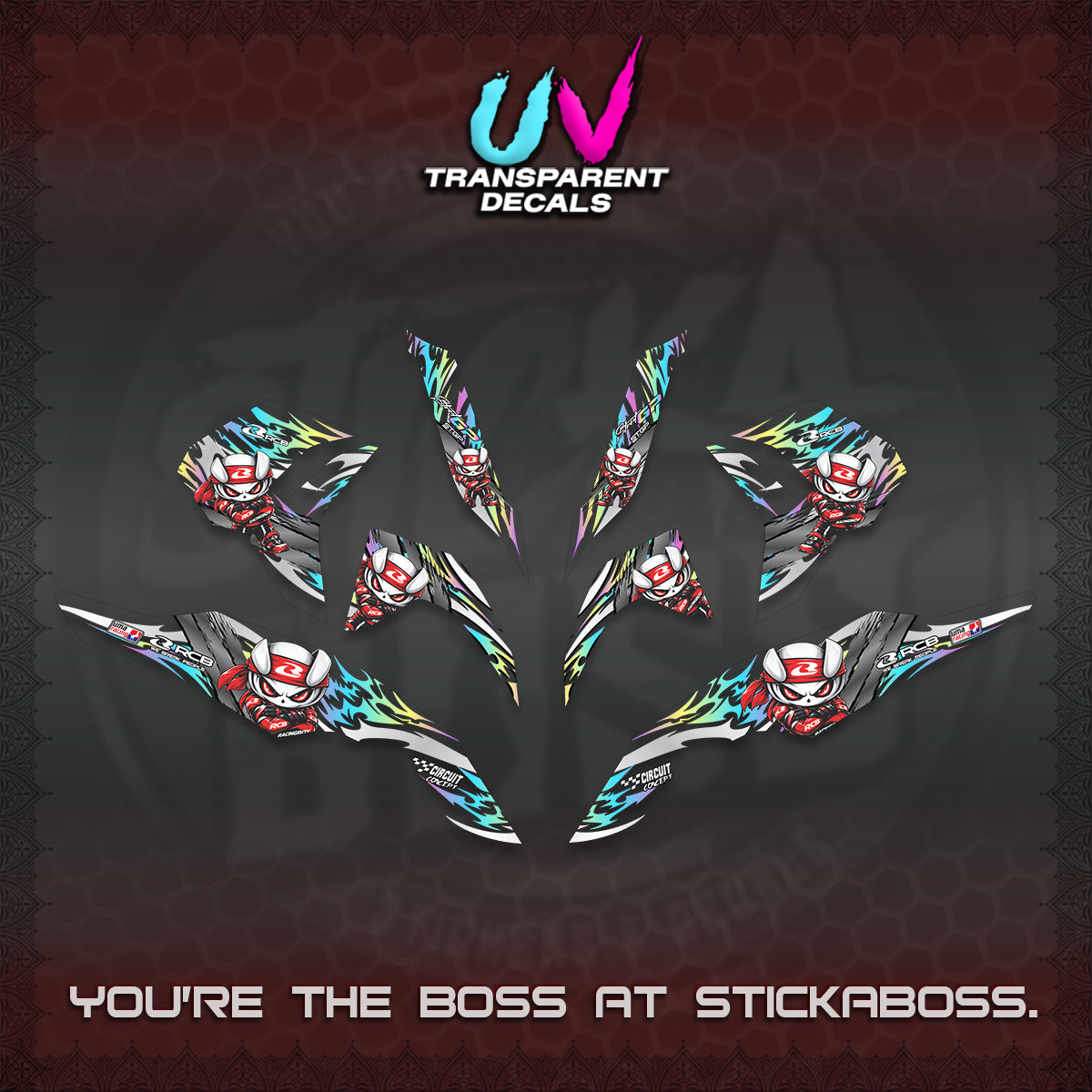 CLICK 125 V3 UV TRANSPARENT DECALS (2026 NEW RCB 2.0 DESIGN) STICKER KITS BY STICKABOSS
