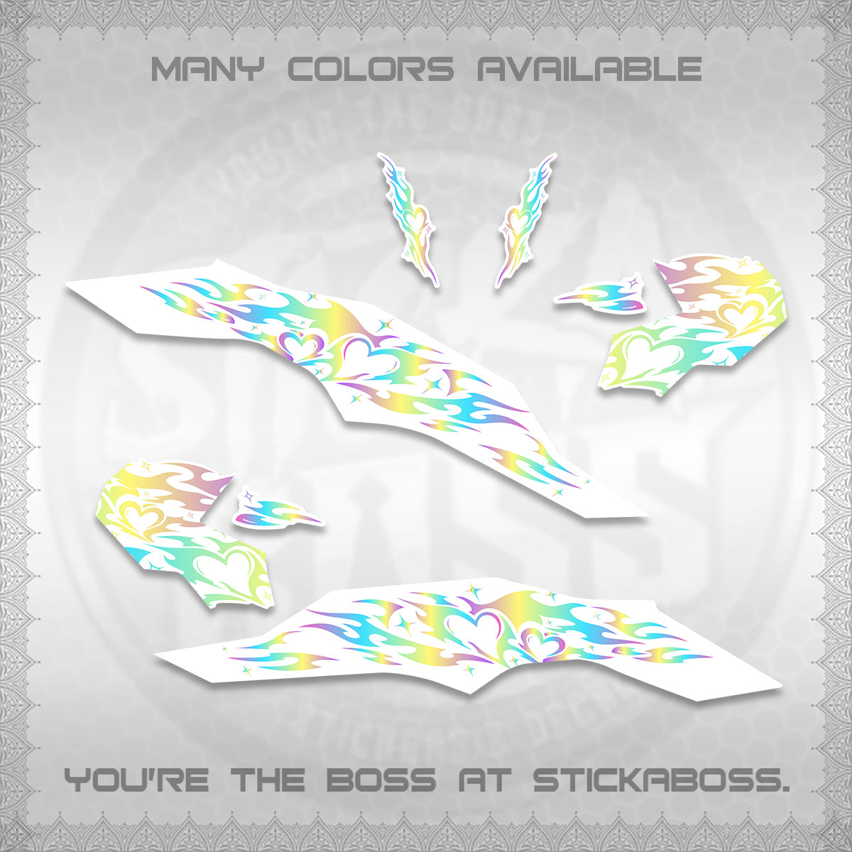 CLICK 125 V3 FOR WHITE DECALS (2026 TRIBAL HEART DESIGN) STICKER KITS BY STICKABOSS