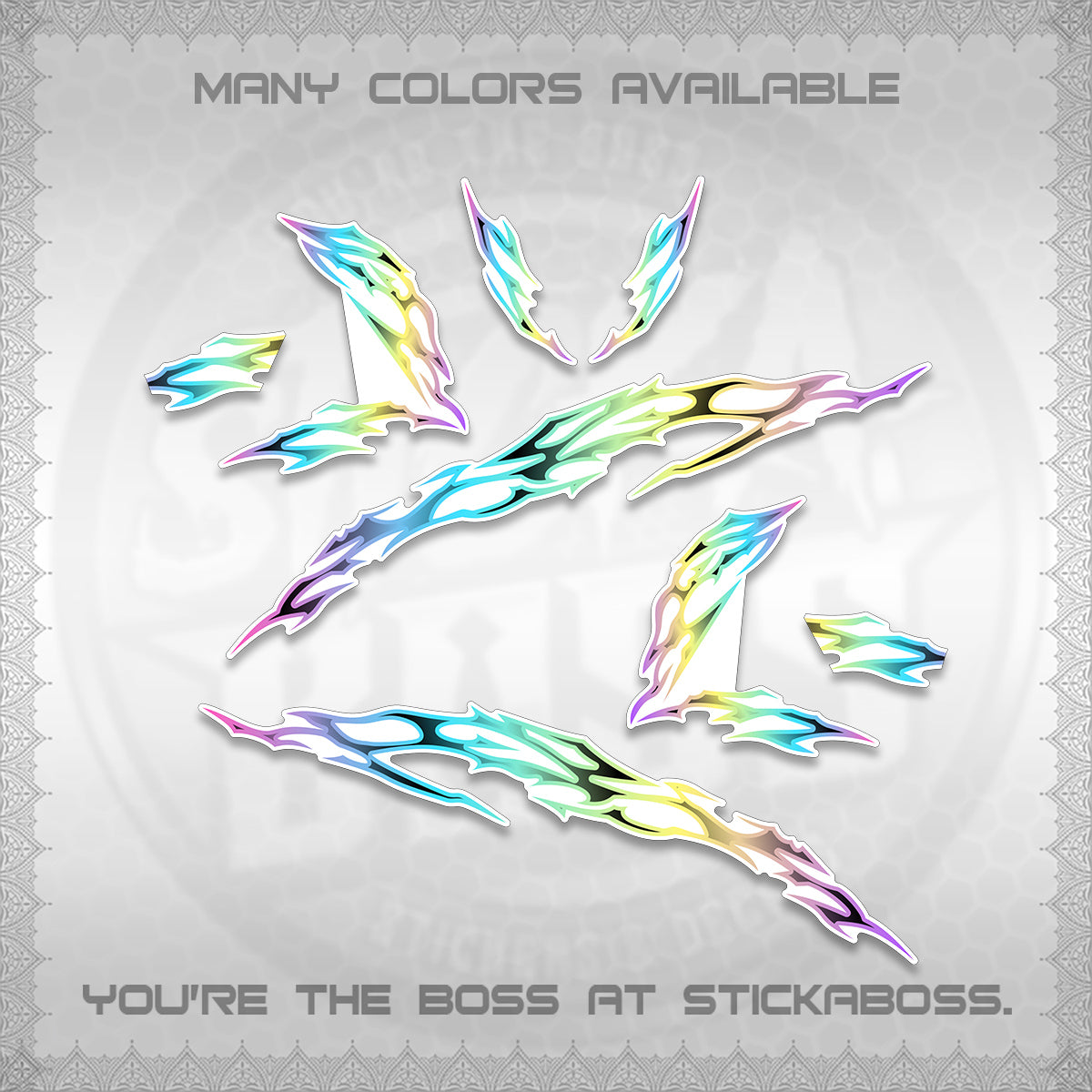 CLICK 125 V3 FOR WHITE DECALS (2026 TRIBAL LIGHTNING DESIGN) STICKER KITS BY STICKABOSS