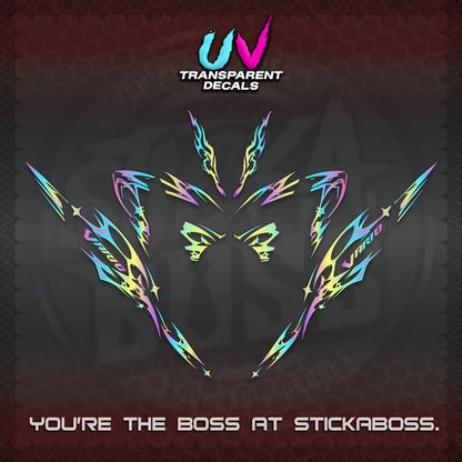CLICK 125 V4 VARIO UV TRANSPARENT DECALS (2026 TRIBAL LIGHTNING DESIGN) STICKER KITS BY STICKABOSS