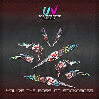 BEAT FI V2 UV TRANSPARENT DECALS (2026 NEW RCB 2.0 DESIGN) STICKER KITS BY STICKABOSS