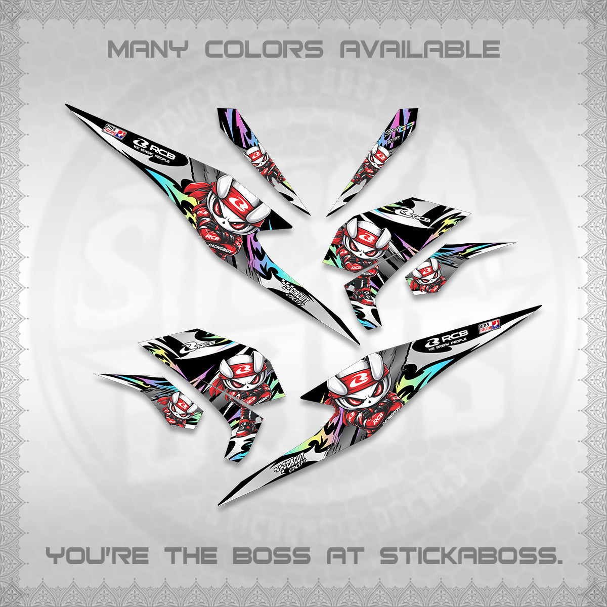 BEAT FI V3 FOR WHITE DECALS (2026 NEW RCB 2.0 DESIGN) STICKER KITS BY STICKABOSS