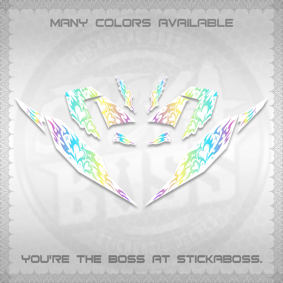 CLICK 125 V4 FOR WHITE DECALS (2026 TRIBAL HEART DESIGN) STICKER KITS BY STICKABOSS