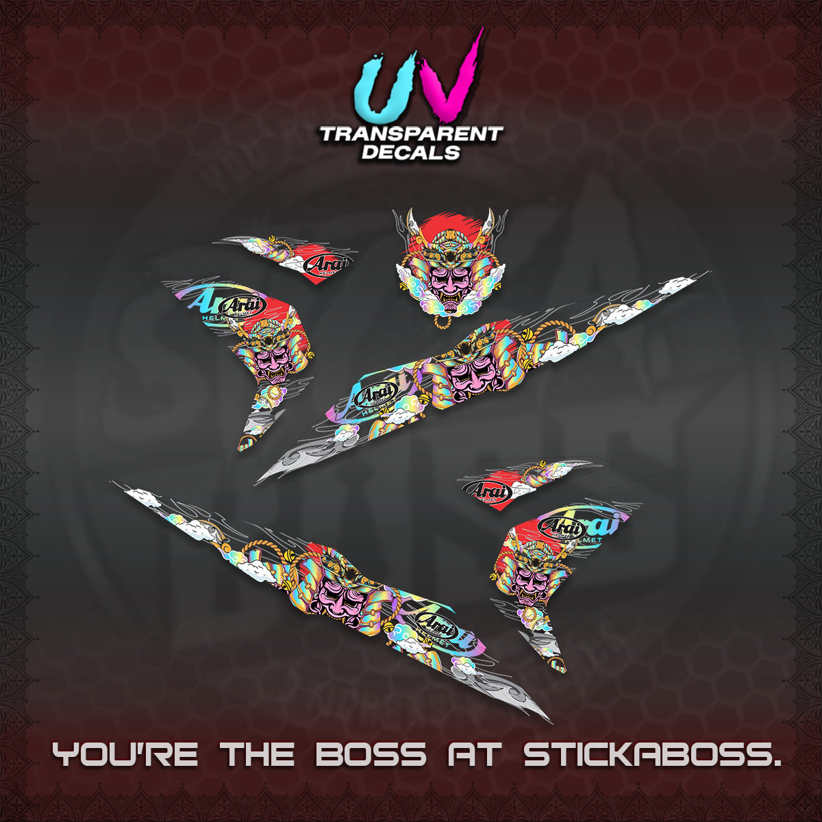BEAT FI V2 INDO UV TRANSPARENT DECALS (2026 NEW SAMURAI MOTIF) STICKER KITS BY STICKABOSS