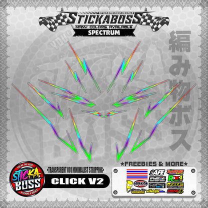 【PREMIUM UV PRINT】TRANSPARENT CLICK V2 STICKER DECALS ( 001 MINIMALIST STRIPPING )【WITH FREEBIES】