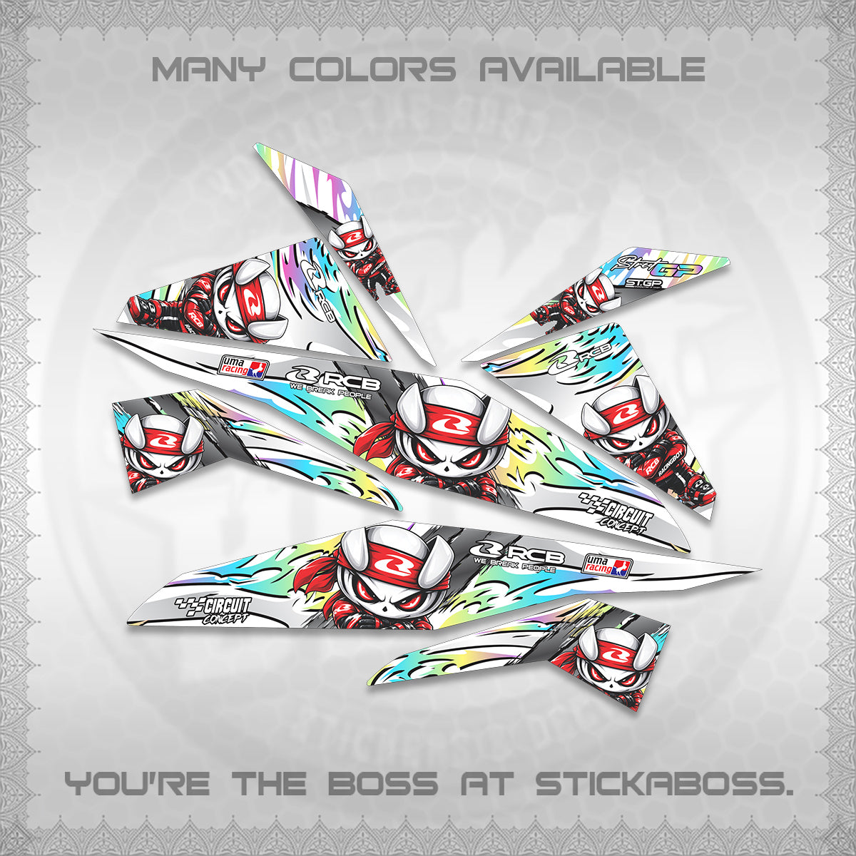 BEAT FI V1 FOR WHITE DECALS (2026 NEW RCB 2.0 DESIGN) STICKER KITS BY STICKABOSS