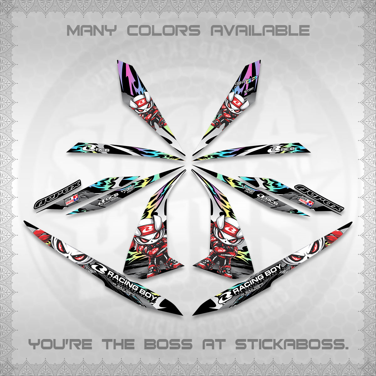 AEROX 155 V1 DECALS (2026 NEW RCB 2.0 DESIGN) STICKER KITS BY STICKABOSS