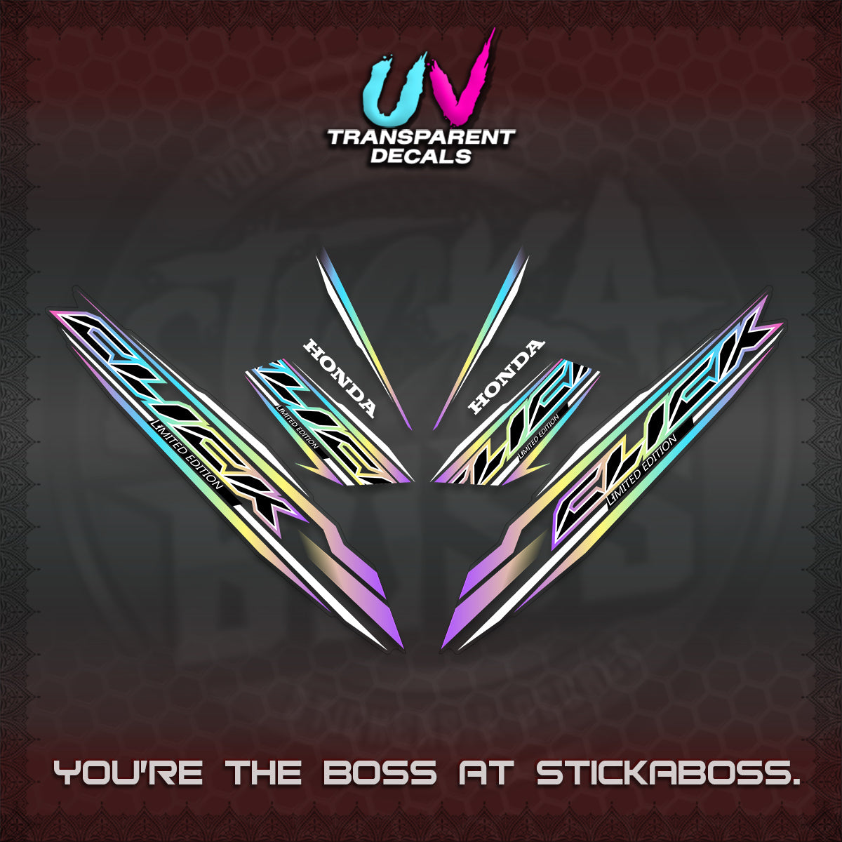 CLICK 125 V3 INDO UV TRANSPARENT DECALS (2024 SV 13-A2 STYLE) STICKER KITS By STICKABOSS
