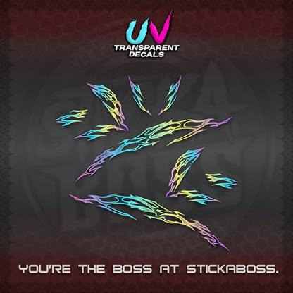 CLICK 125 V3 UV TRANSPARENT DECALS (2026 TRIBAL LIGHTNING DESIGN) STICKER KITS BY STICKABOSS