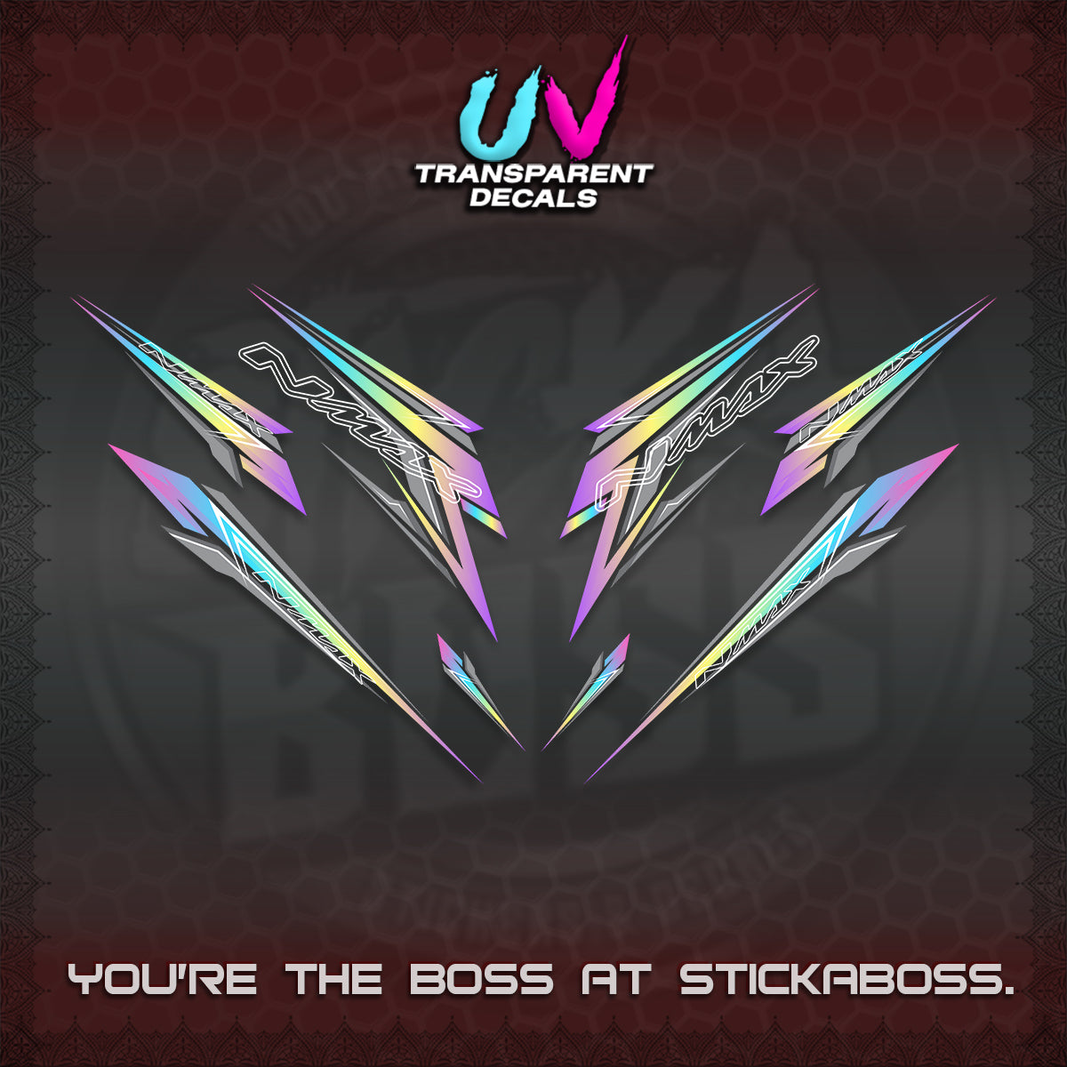 NMAX V2 UV TRANSPARENT DECALS (2024 NM 00-A1 STYLE) STICKER DECALS By STICKABOSS