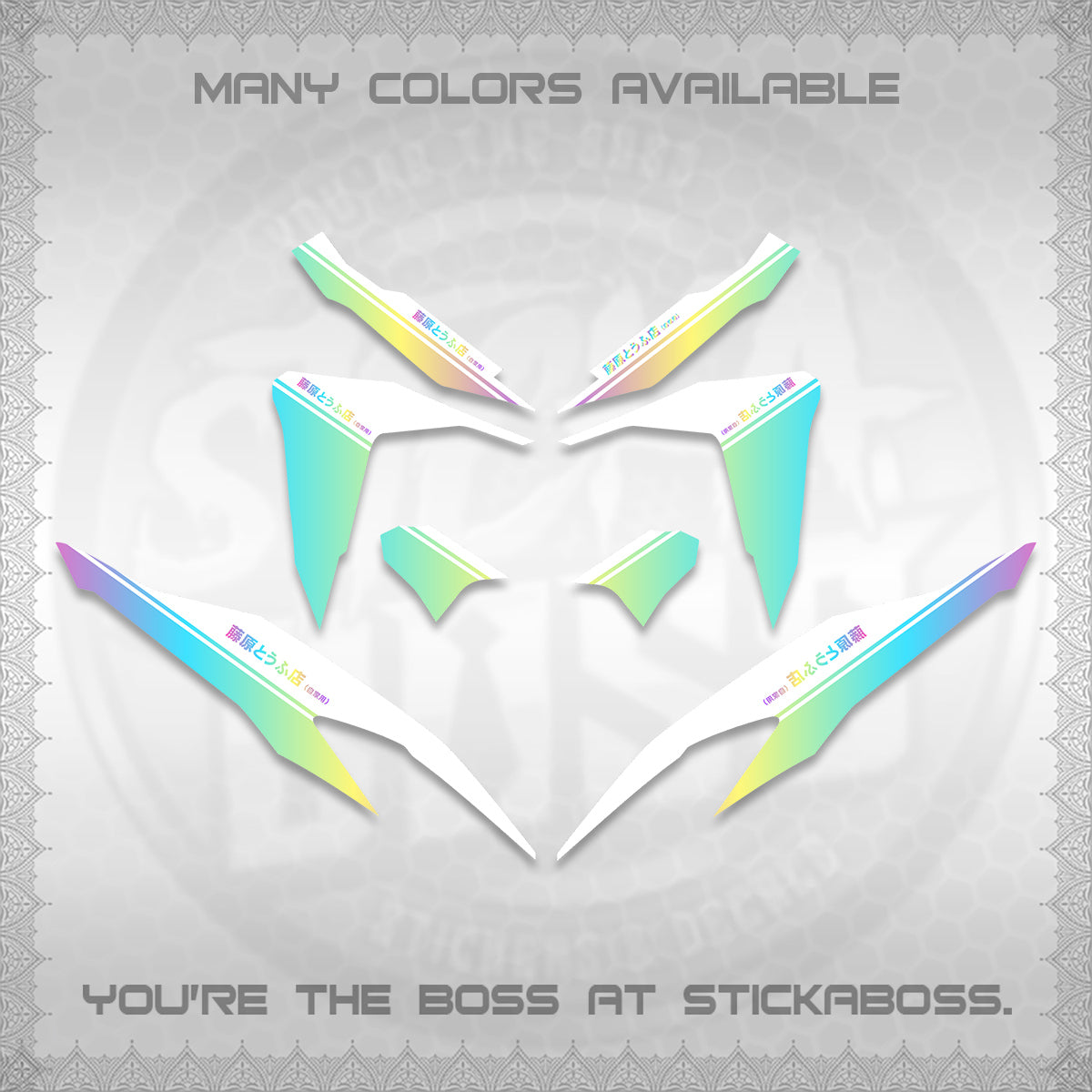 CLICK V2 FOR WHITE DECALS (TRUENO STYLE DESIGN) STICKER KITS BY STICKABOSS