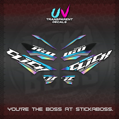 CLICK 160 STRIPING UV TRANSPARENT DECALS (SPORTS RACE STRIPES 01) STICKER KITS BY STICKABOSS