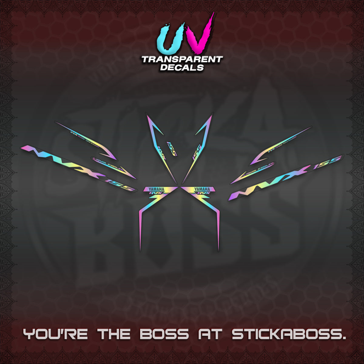 AEROX 155 V2 UV TRANSPARENT STRIPING DECALS (2022 NVX 1-TONE) STICKER KITS BY STICKABOSS
