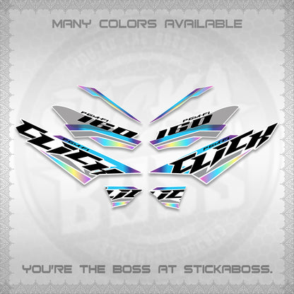 CLICK 160 STRIPING FOR WHITE DECALS (SPORTS RACE STRIPES 01) STICKER KITS BY STICKABOSS
