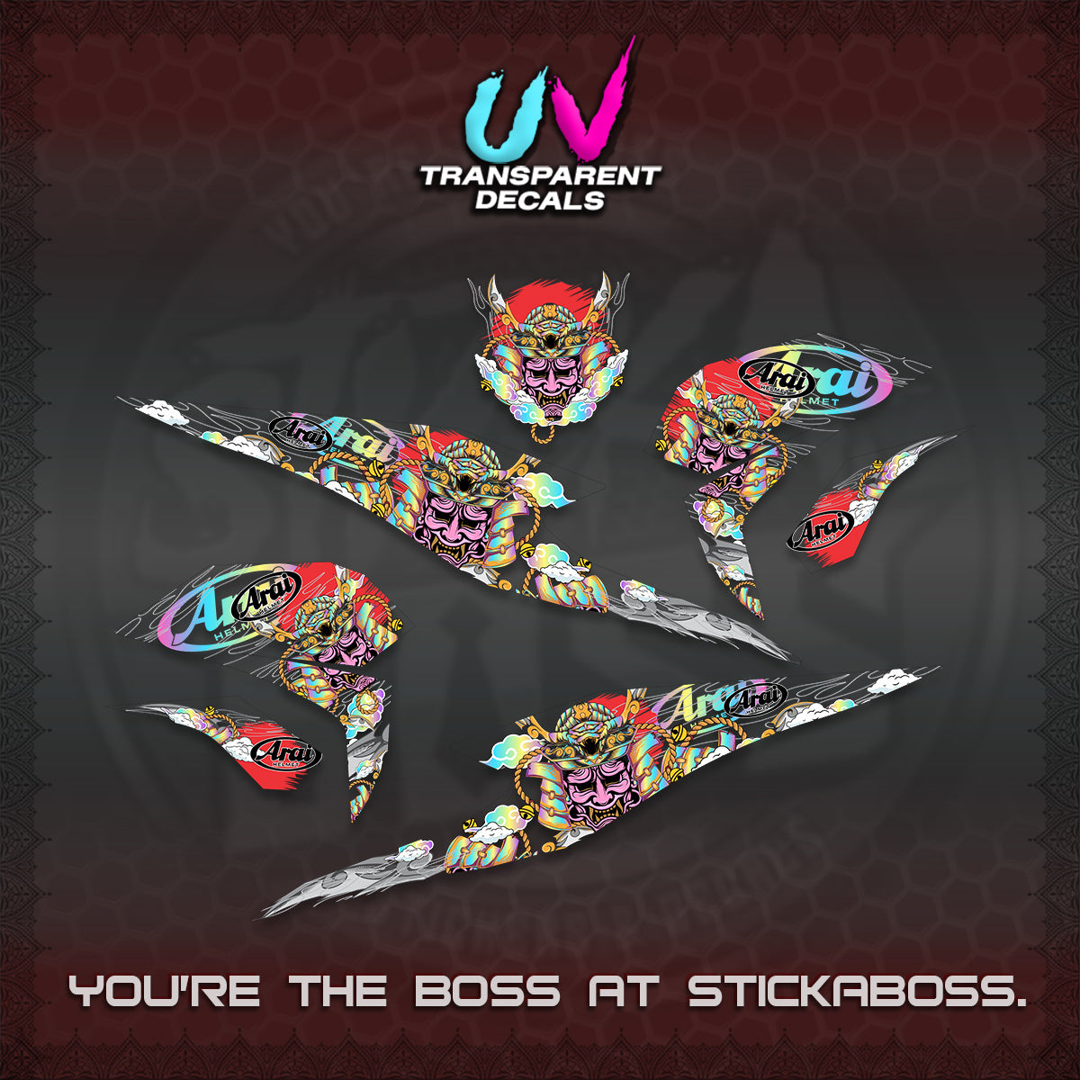 BEAT FI INDO UV TRANSPARENT DECALS (2026 NEW SAMURAI MOTIF) STICKER KITS BY STICKABOSS
